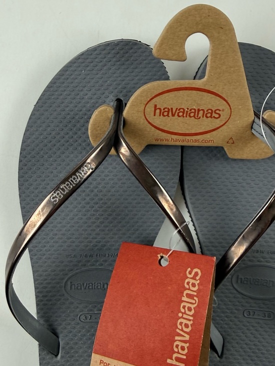 Havaianas Sandals Gray Steel Metallic Graphite Womens 7/8W Flip Flops Thong NWT - Picture 6 of 11